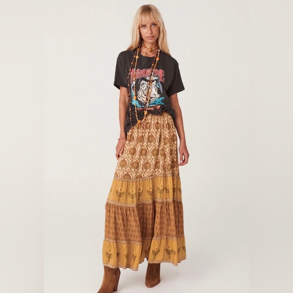 NWT Spell Chateau Maxi Skirt in Champagne size S - Picture 4 of 9